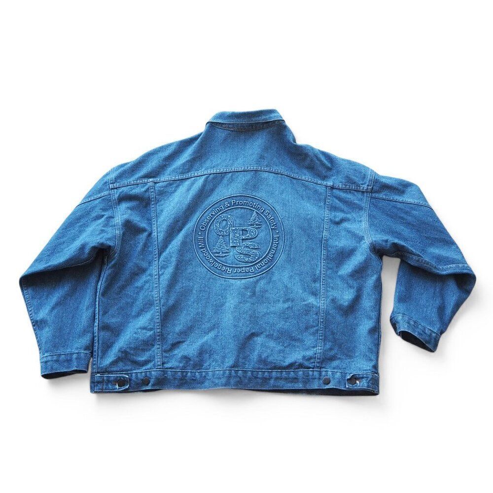 TYCA Embossed "International Paper Riegelwood Mill OSP" Denim Jacket Men's 4XL - Picture 2 of 8